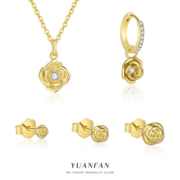 Women's S925 Sterling Silver Flower Zircon Earrings