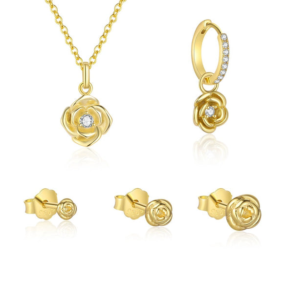 Women's S925 Sterling Silver Flower Zircon Earrings