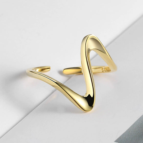 Women's S925 Sterling Silver Fluctuation Twisted Open Ring Jewelry With Electroplating