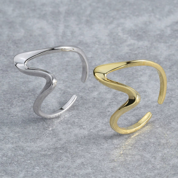 Women's S925 Sterling Silver Fluctuation Twisted Open Ring Jewelry With Electroplating