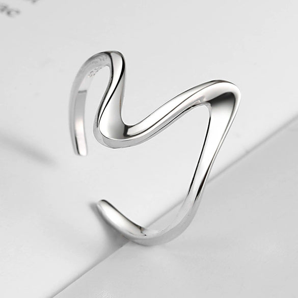Women's S925 Sterling Silver Fluctuation Twisted Open Ring Jewelry With Electroplating