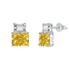 Women's S925 Sterling Silver Fourleaf Clover Butterfly Geometric Emerald Yellow Zirconium Electroplated Earrings