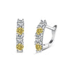 Women's S925 Sterling Silver Fourleaf Clover Butterfly Geometric Emerald Yellow Zirconium Electroplated Earrings