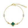 Women's S925 Sterling Silver Fourleaf Clover Flower Bracelet Jewelry Electroplated