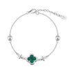 Women's S925 Sterling Silver Fourleaf Clover Flower Bracelet Jewelry Electroplated