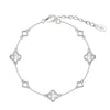 Women's S925 Sterling Silver Fourleaf Clover Flower Bracelet Jewelry Electroplated