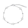 Women's S925 Sterling Silver Fourleaf Clover Flower Bracelet Jewelry Electroplated