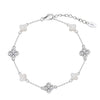 Women's S925 Sterling Silver Fourleaf Clover Flower Bracelet Jewelry Electroplated
