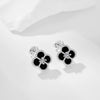 Women's S925 Sterling Silver Fourleaf Clover Zircon Bead Earrings With Flower Pattern And Electroplating Design