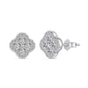 Women's S925 Sterling Silver Fourleaf Clover Zircon Bead Earrings With Flower Pattern And Electroplating Design