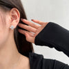 Women's S925 Sterling Silver Fourleaf Clover Zircon Bead Earrings With Flower Pattern And Electroplating Design