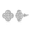 Women's S925 Sterling Silver Fourleaf Clover Zircon Bead Earrings With Flower Pattern And Electroplating Design