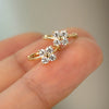Women's S925 Sterling Silver Fourleaf Clover Zirconia 18K Gold Plated Elegant Light Luxury Earrings 2025 New