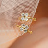 Women's S925 Sterling Silver Fourleaf Clover Zirconia 18K Gold Plated Elegant Light Luxury Earrings 2025 New