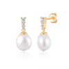 Women's S925 Sterling Silver Freshwater Pearl Geometric Micropaved Zircon Earrings