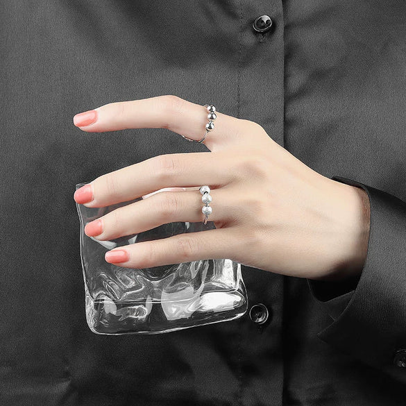 Women's S925 Sterling Silver Frosted Geometric Adjustable Spinner Ring With Electroplated Finish