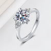 Women's S925 Sterling Silver Geometric Adjustable Ring With Eight Hearts And Arrows Simulated Diamond Electroplated Fashion Jewelry