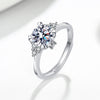 Women's S925 Sterling Silver Geometric Adjustable Ring With Eight Hearts And Arrows Simulated Diamond Electroplated Fashion Jewelry