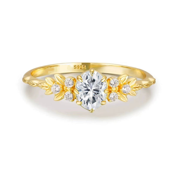 Women's S925 Sterling Silver Geometric Branch Tree Leaf Ring With Electroplating