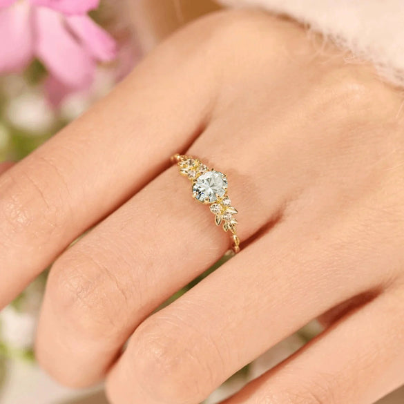 Women's S925 Sterling Silver Geometric Branch Tree Leaf Ring With Electroplating
