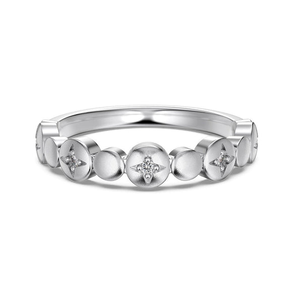 Women's S925 Sterling Silver Geometric Brushed Frosted Electroplated Ring