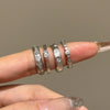 Women's S925 Sterling Silver Geometric Brushed Frosted Electroplated Ring