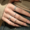 Women's S925 Sterling Silver Geometric Brushed Frosted Electroplated Ring