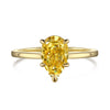 Women's S925 Sterling Silver Geometric Cube Ring With Ice Flower Cut Yellow Zircon Minimalist Style Electroplated