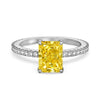 Women's S925 Sterling Silver Geometric Cube Ring With Ice Flower Cut Yellow Zircon Minimalist Style Electroplated