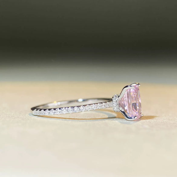 Women's S925 Sterling Silver Geometric Cut Ring With Zircon Electroplated