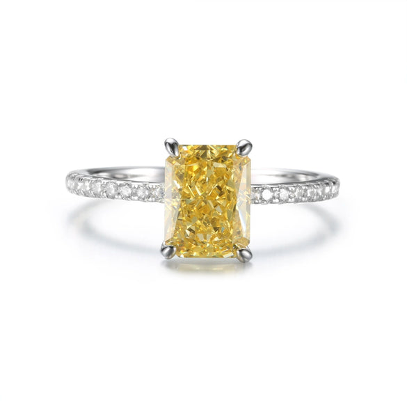 Women's S925 Sterling Silver Geometric Cut Ring With Zircon Electroplated