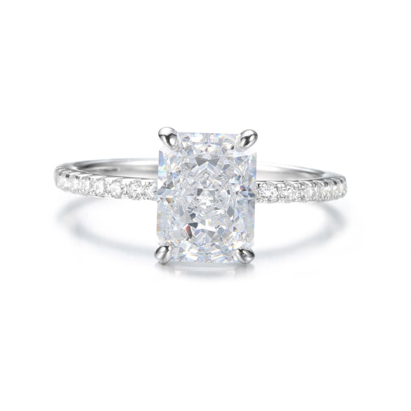 Women's S925 Sterling Silver Geometric Cut Ring With Zircon Electroplated