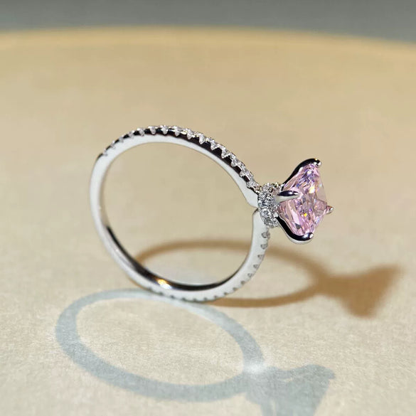 Women's S925 Sterling Silver Geometric Cut Ring With Zircon Electroplated