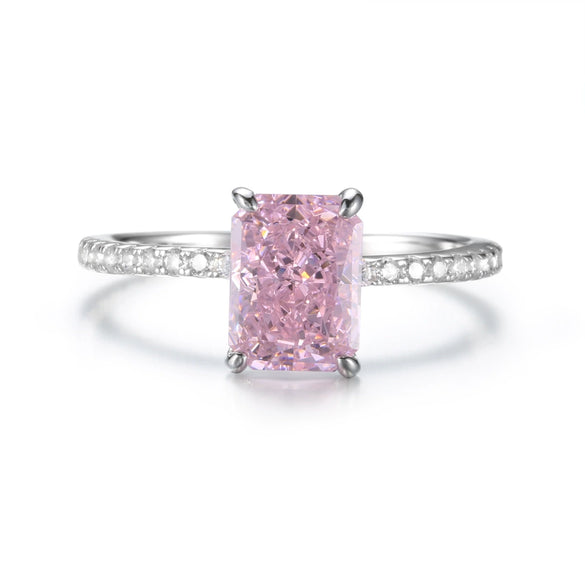 Women's S925 Sterling Silver Geometric Cut Ring With Zircon Electroplated