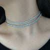 Women's S925 Sterling Silver Geometric Design Electroplating Clavicle Tennis Necklace