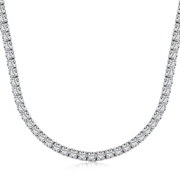 Women's S925 Sterling Silver Geometric Design Electroplating Clavicle Tennis Necklace