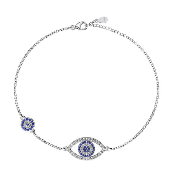 Women's S925 Sterling Silver Geometric Devil's Eye Light Luxury Style Electroplated Bracelet