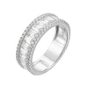 Women's S925 Sterling Silver Geometric Diamond Ring With Ice Flower Cut Zircon