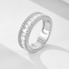 Women's S925 Sterling Silver Geometric Diamond Ring With Ice Flower Cut Zircon