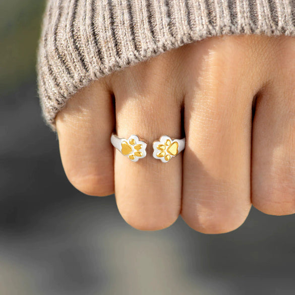 Women's S925 Sterling Silver Geometric Dog Claw Dog Foot Adjustable Ring With Electroplating