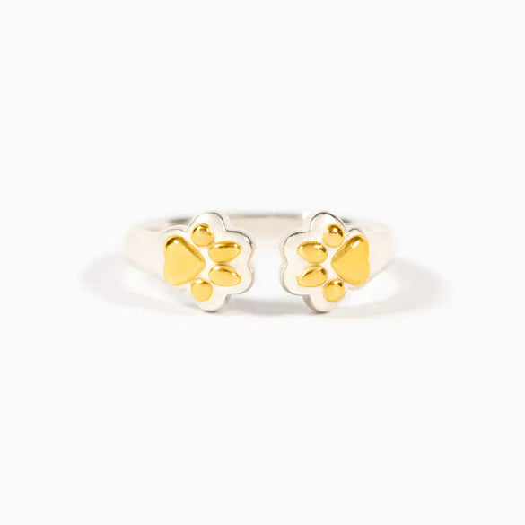 Women's S925 Sterling Silver Geometric Dog Claw Dog Foot Adjustable Ring With Electroplating
