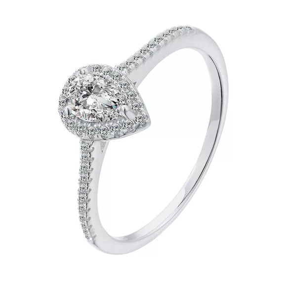 Women's S925 Sterling Silver Geometric Drop Shape Moissanite Ring Jewelry