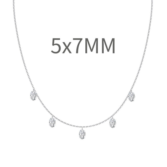 Women's S925 Sterling Silver Geometric Eggshaped Pendant Necklace With Electroplating Clavicle Chain