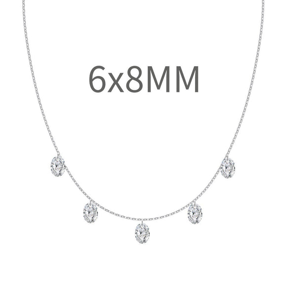 Women's S925 Sterling Silver Geometric Eggshaped Pendant Necklace With Electroplating Clavicle Chain