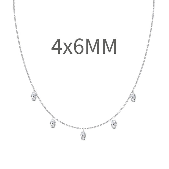 Women's S925 Sterling Silver Geometric Eggshaped Pendant Necklace With Electroplating Clavicle Chain