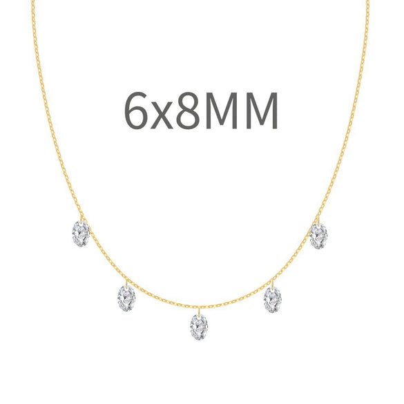 Women's S925 Sterling Silver Geometric Eggshaped Pendant Necklace With Electroplating Clavicle Chain