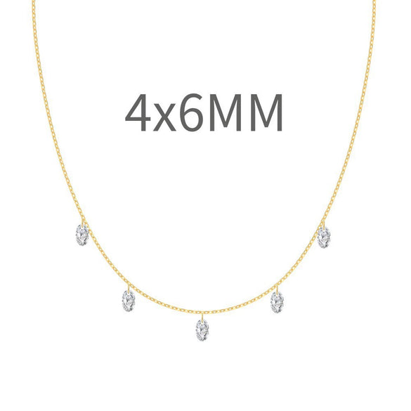 Women's S925 Sterling Silver Geometric Eggshaped Pendant Necklace With Electroplating Clavicle Chain