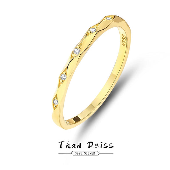 Women's S925 Sterling Silver Geometric Electroplated Stacking Ring Jewelry