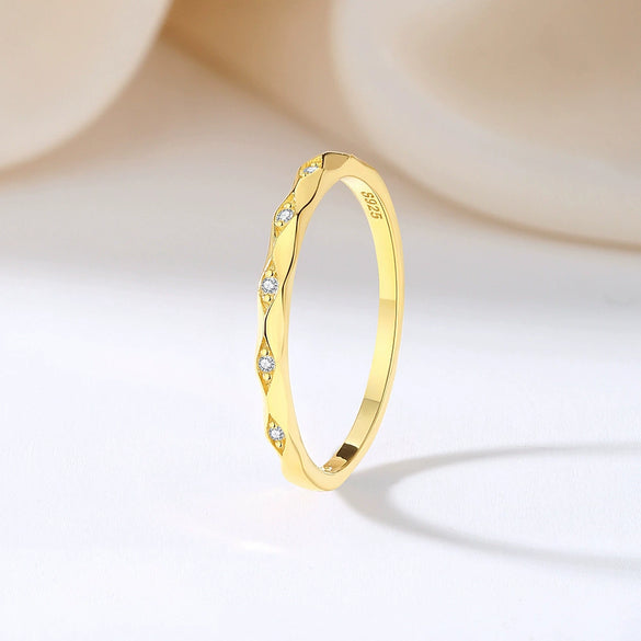 Women's S925 Sterling Silver Geometric Electroplated Stacking Ring Jewelry