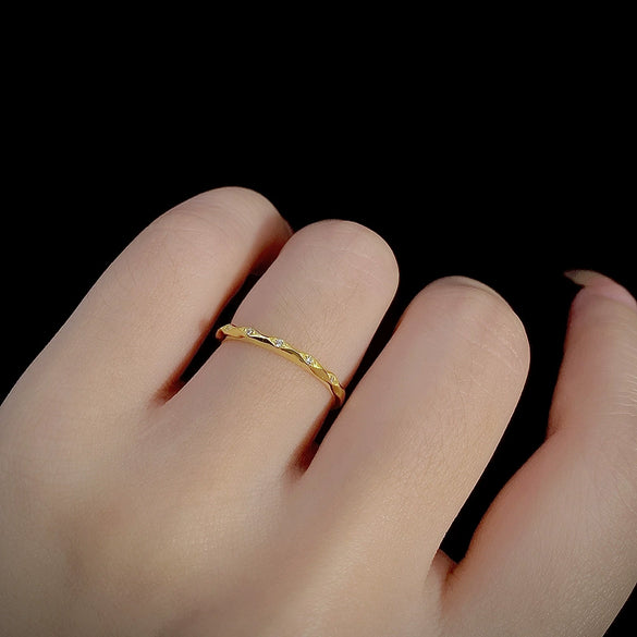 Women's S925 Sterling Silver Geometric Electroplated Stacking Ring Jewelry